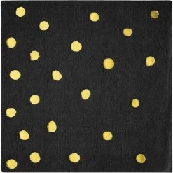 Plush Appeal, LLC Party Supplies Black Velvet With Gold Foil Stamp Beverage Napkins (Pack Of 16)