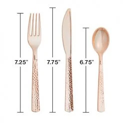 Plush Appeal, LLC Party Supplies Hammered Rose Gold Plastic Cutlery Set (Pack)