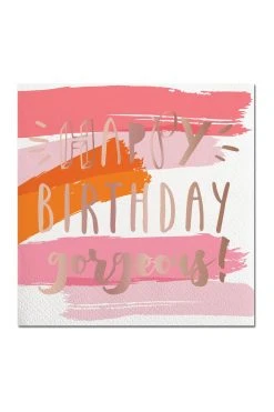 MGSPOT Party Supplies Happy Birthday Gorgeous Beverage Napkins (Pack Of 20)