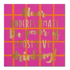 MGSPOT Power Of Positive Drinking Beverage Napkins - 5" X 5" (20 Count) Party Supplies
