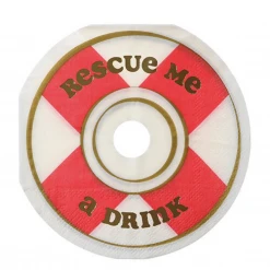 - No Manufacturer - Rescue Me A Drink Die-Cut Napkins (20 Count) Party Supplies