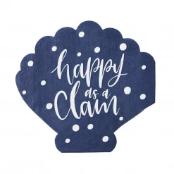 Plush Appeal, LLC Happy As A Clam Die-Cut Napkins - 5.5" X 5.5" (20 Count)