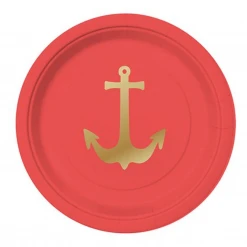 Plush Appeal, LLC 5" Red Anchor Paper Plates (8 Count)