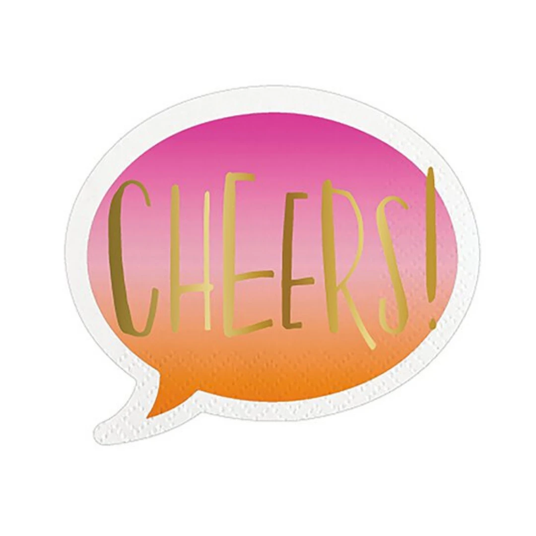 Plush Appeal, LLC Orange And Pink Ombre CHEERS! Die-Cut Beverage Napkins (20 Ct) 3 Plush Appeal, LLC Orange And Pink Ombre CHEERS! Die-Cut Beverage Napkins (20 Ct)