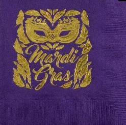 Plush Appeal, LLC Party Supplies Mardi Gras Mask Napkins - 5" X 5" (20 Count)