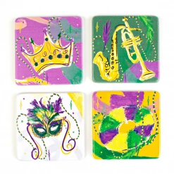Plush Appeal, LLC Mardi Gras Mask Coasters (Set Of 4)
