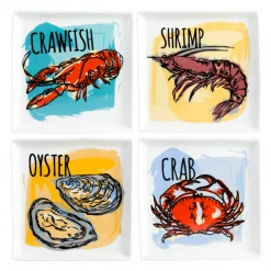 Plush Appeal, LLC Seafood Appetizer Plates (Set Of 4) Party Supplies