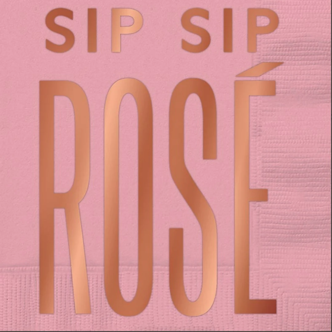 Plush Appeal, LLC Sip Sip Rose Cocktail Napkins - 5" X 5" (20 Count) 3 Plush Appeal, LLC Sip Sip Rose Cocktail Napkins - 5" X 5" (20 Count)