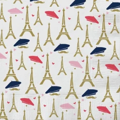 Plush Appeal, LLC Party Supplies Eiffel Tower & Beret Cocktail Napkins - 5" X 5" (20 Count)