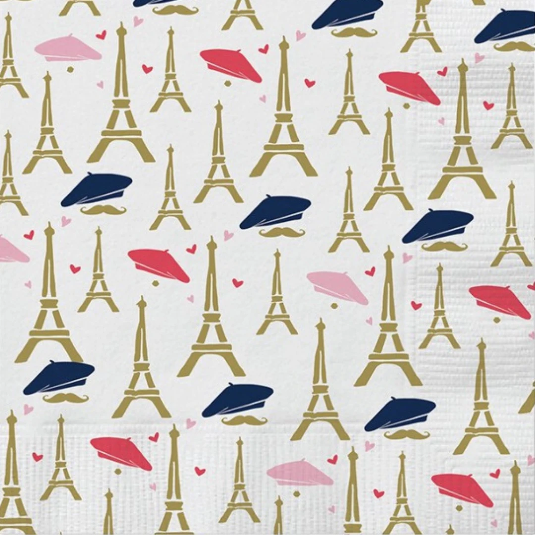 Plush Appeal, LLC Party Supplies Eiffel Tower & Beret Cocktail Napkins - 5" X 5" (20 Count) 3 Plush Appeal, LLC Party Supplies Eiffel Tower & Beret Cocktail Napkins - 5" X 5" (20 Count)
