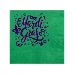 MGSPOT Mardi Gras Script Cocktail Napkins - 5" X 5" (20 Count) Party Supplies
