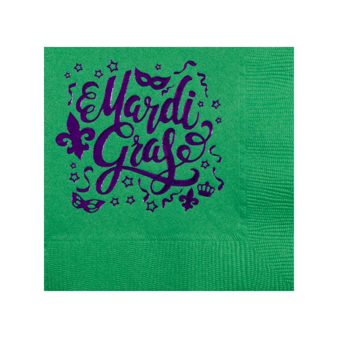 MGSPOT Mardi Gras Script Cocktail Napkins - 5" X 5" (20 Count) Party Supplies MGSPOT Mardi Gras Script Cocktail Napkins - 5" X 5" (20 Count) Party Supplies