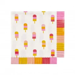 Plush Appeal 5" Ice Cream Beverage Napkins With Fringe (Pack Of 16) Party Supplies