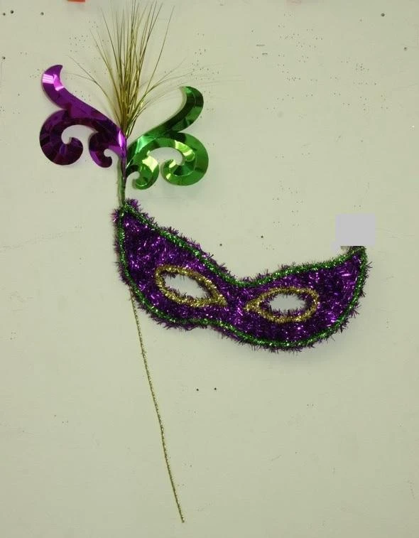 Plush Appeal, LLC Mask Purple, Green And Gold With Tinsel Onion Grass 20" X 28" (Each) Party Supplies 3 Plush Appeal, LLC Mask Purple, Green And Gold With Tinsel Onion Grass 20" X 28" (Each) Party Supplies