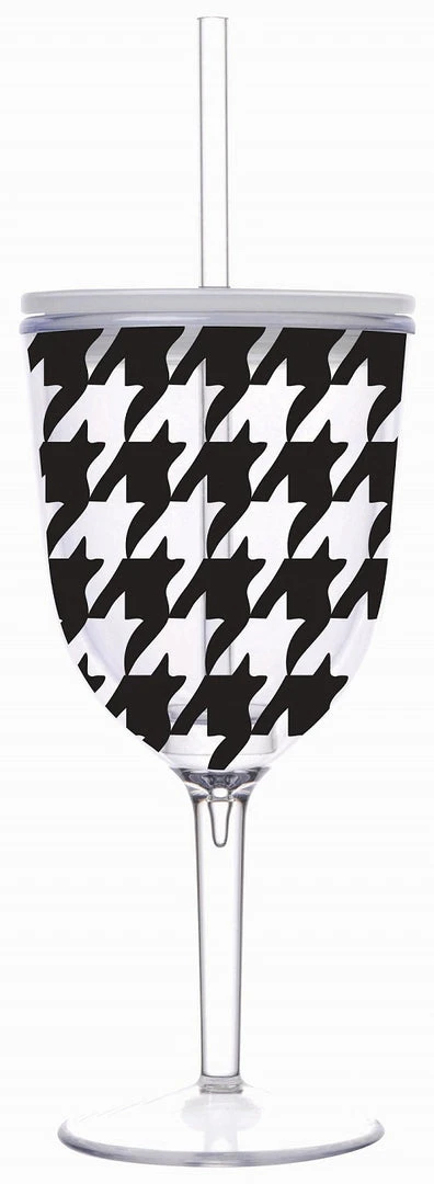 Sale 13oz Black Houndstooth Acrylic Double Wall Wine Tumbler (Each) 3 Sale 13oz Black Houndstooth Acrylic Double Wall Wine Tumbler (Each)