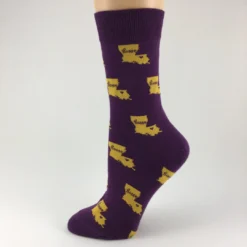 MGSPOT Gifts & Apparel Purple And Gold Louisiana Home Socks (Pair)