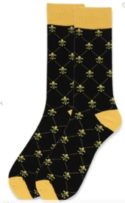 - No Manufacturer - Gifts & Apparel Black Socks With Gold Fleur-de-lis (Pair)