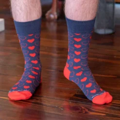 - No Manufacturer - Gifts & Apparel Men's Heart Socks Navy/Red One Size (Pair)