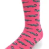 MGSPOT Green Alligators On Pink Socks (Pair) Gifts & Apparel 2 MGSPOT Green Alligators On Pink Socks (Pair) Gifts & Apparel