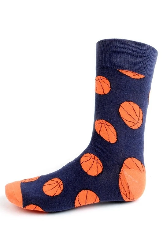 MGSPOT Gifts & Apparel Basketballs On Navy Socks (Pair) 3 MGSPOT Gifts & Apparel Basketballs On Navy Socks (Pair)