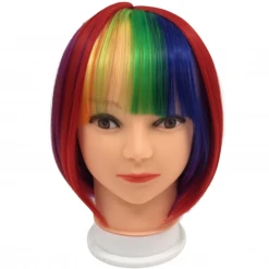 Mardi Gras Spot Party Supplies Stripe Rainbow Wig (Each)
