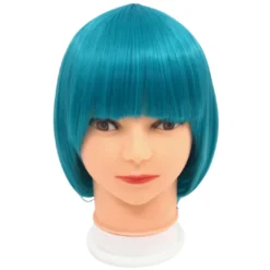 Mardi Gras Spot Party Supplies Aqua Bob Wig With Bangs (Each)