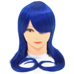 Mardi Gras Spot Party Supplies Blue Long Curled Wig (Each)