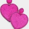 Sale Gifts & Apparel Hot Pink Heart Seed Bead Earrings (Pair)