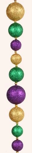 Plush Appeal, LLC Mardi Gras Glitter Mixed Balls Garland 6' (Each)