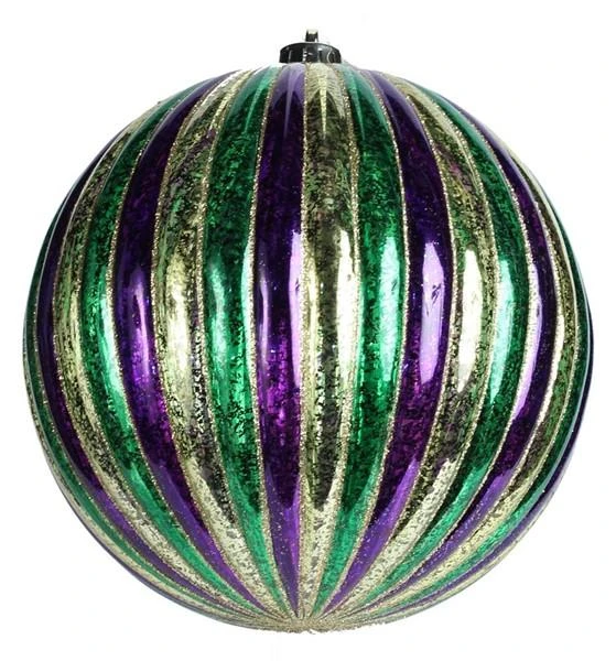 Sale Purple, Green And Gold Metallic Antique Vertical Stripe Ball 200mm (Each) Party Supplies 3 Sale Purple, Green And Gold Metallic Antique Vertical Stripe Ball 200mm (Each) Party Supplies