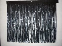 Mardi Gras Spot Black Metallic Extra Long Crinkle Fringe 30" X 3' (Roll) Petal Paper