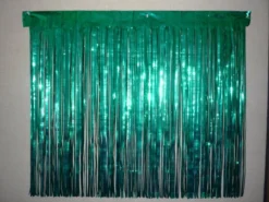 Mardi Gras Spot Teal Metallic X-tra Long Crinkle Fringe 30 Inch X 3 Feet (Roll)