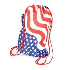Sale 15" Stars And Stripes Drawstring Backpack (Dozen) Novelties
