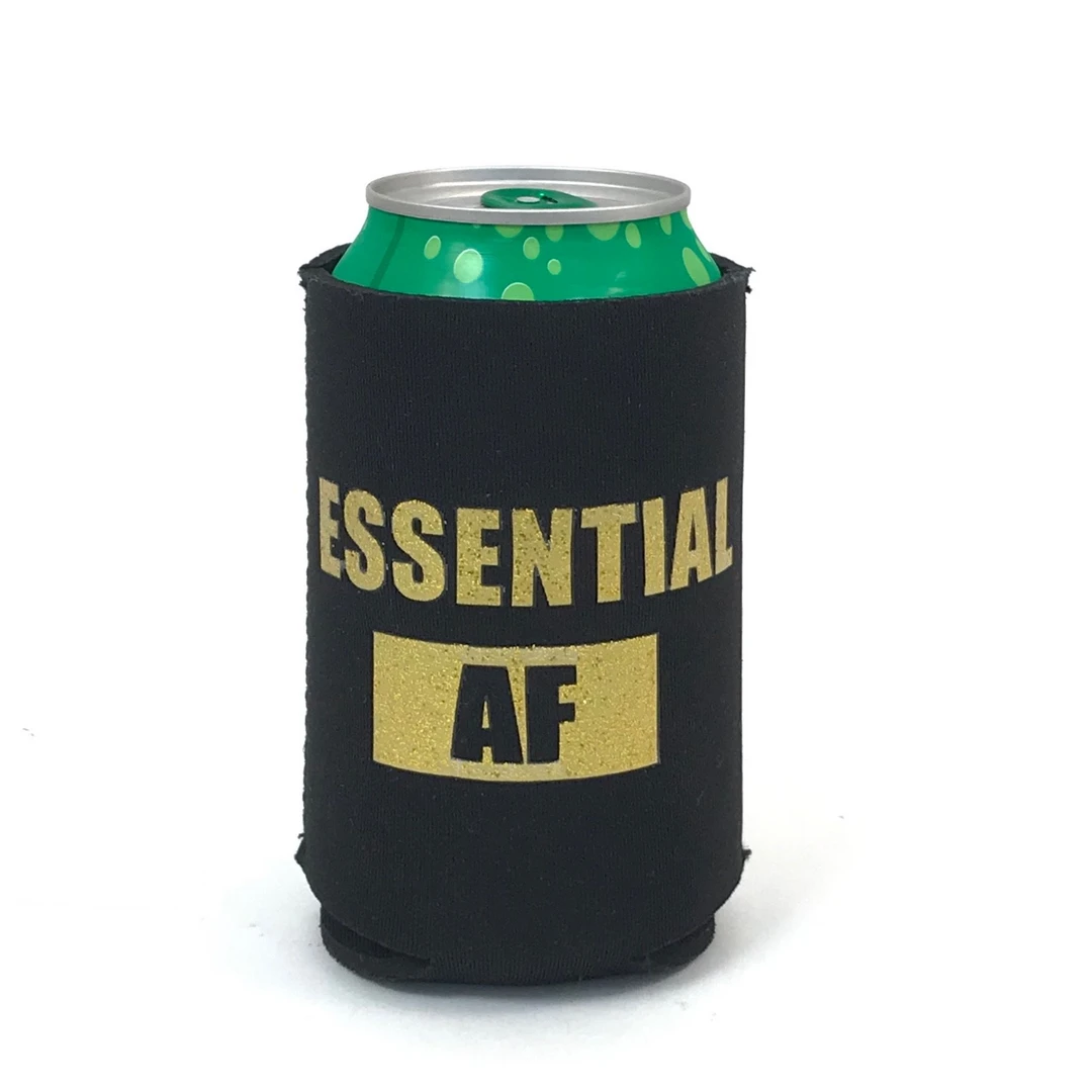 Plush Appeal, LLC Essential AF Black Coozie With Gold Lettering(Dozen) 3 Plush Appeal, LLC Essential AF Black Coozie With Gold Lettering(Dozen)