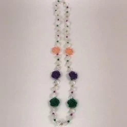 SB23375 42" Purple, Green And Gold Roses Necklace (Each)