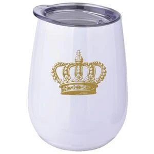 Plush Appeal, LLC White Stainless Stemless Wine Tumbler With Crown 10oz (Each) 3 Plush Appeal, LLC White Stainless Stemless Wine Tumbler With Crown 10oz (Each)