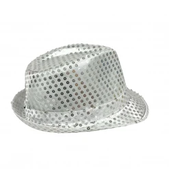 Mardi Gras Spot Silver LED Fedora With 14 White Lights (Each) Light-Ups