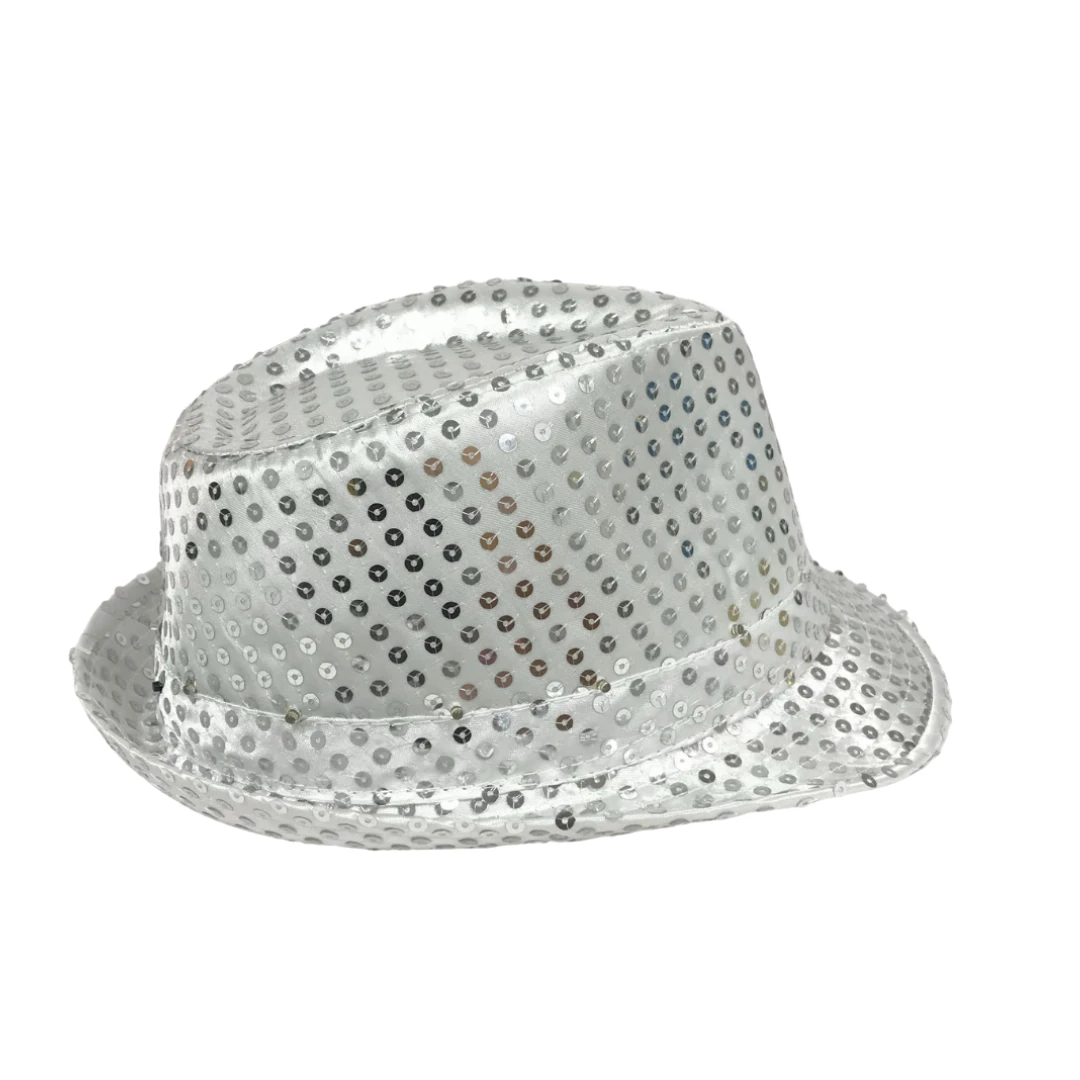 Mardi Gras Spot Silver LED Fedora With 14 White Lights (Each) Light-Ups Mardi Gras Spot Silver LED Fedora With 14 White Lights (Each) Light-Ups