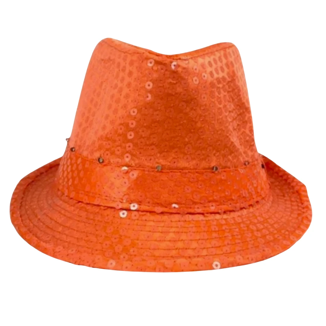 Mardi Gras Spot Light-Ups Neon Orange LED Fedora With 14 White Lights (Each) 3 Mardi Gras Spot Light-Ups Neon Orange LED Fedora With 14 White Lights (Each)