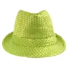 Mardi Gras Spot Light-Ups Neon Yellow LED Fedora With 14 White Lights (Each)