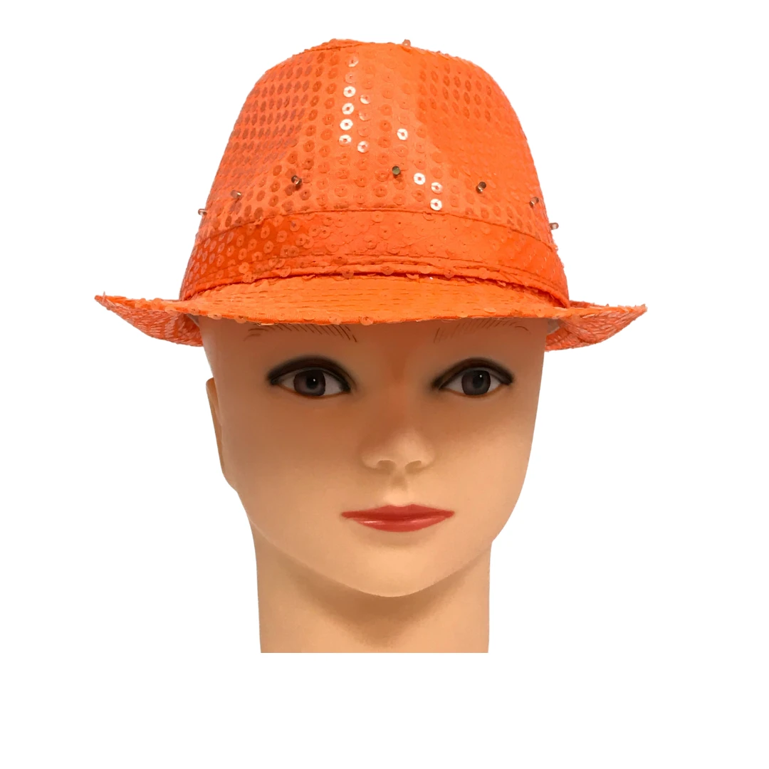 Mardi Gras Spot Light-Ups Neon Orange LED Fedora With 14 White Lights (Each) 5 Mardi Gras Spot Light-Ups Neon Orange LED Fedora With 14 White Lights (Each)
