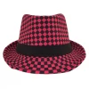 Mardi Gras Spot Pink And Black Houndstooth Fedora (Each) 2 Mardi Gras Spot Pink And Black Houndstooth Fedora (Each)