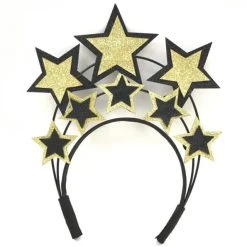 Mardi Gras Spot Black And Gold Stars Headband (Each) Headbands