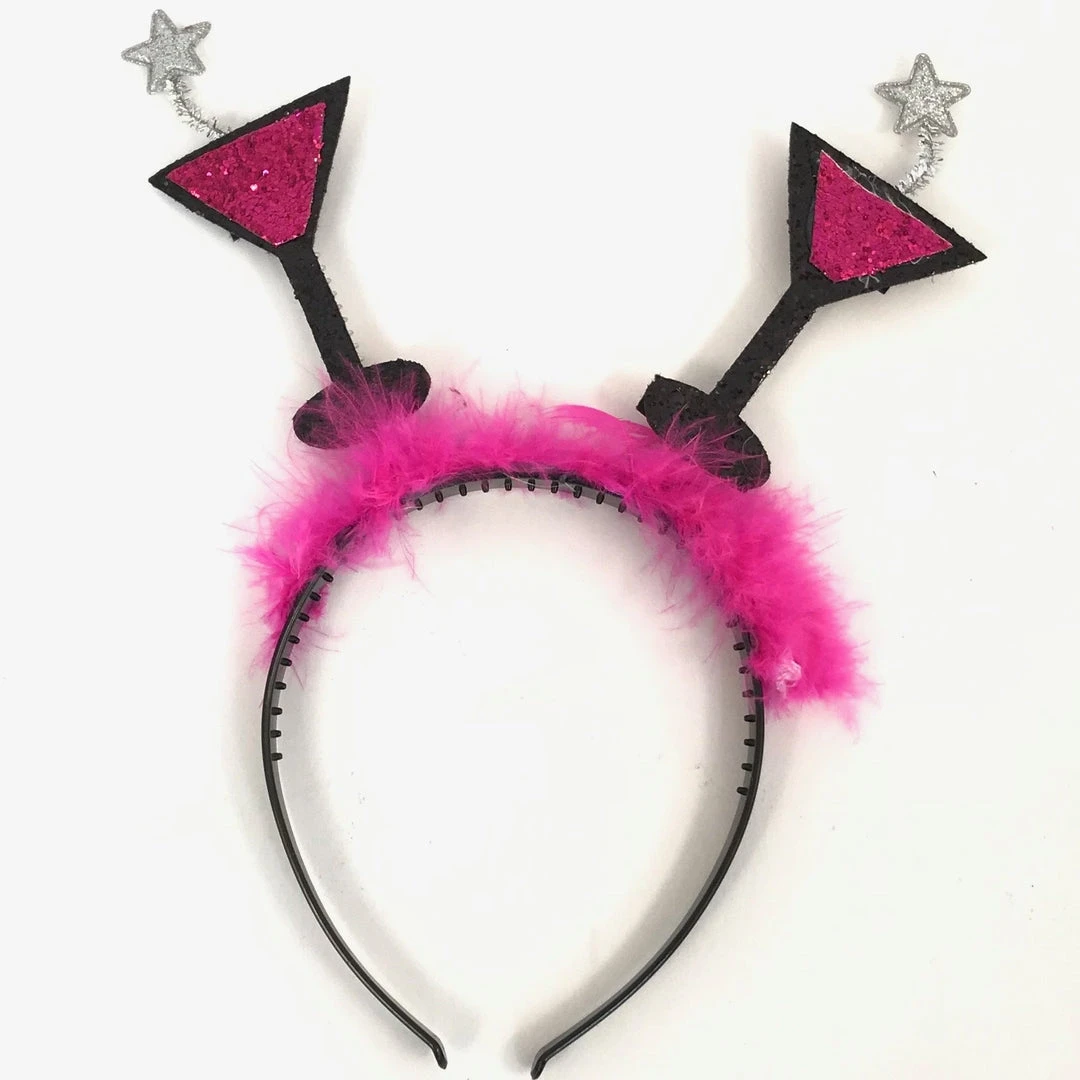Sale Headbands Hot Pink Martini Head Bopper With Hot Pink Fur (Each) 3 Sale Headbands Hot Pink Martini Head Bopper With Hot Pink Fur (Each)