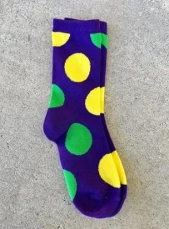 MGSPOT Gifts & Apparel Purple, Green And Yellow Polka Dot Socks - Ladies (Each)