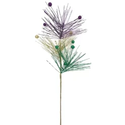 Plush Appeal, LLC Purple, Green And Gold Glitter Branches With Balls Spray (Each) Tableware