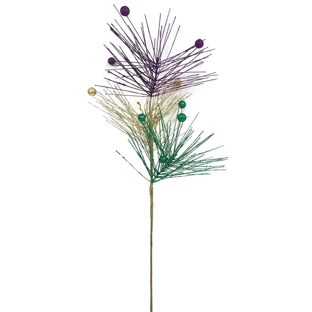 Plush Appeal, LLC Purple, Green And Gold Glitter Branches With Balls Spray (Each) Tableware 3 Plush Appeal, LLC Purple, Green And Gold Glitter Branches With Balls Spray (Each) Tableware