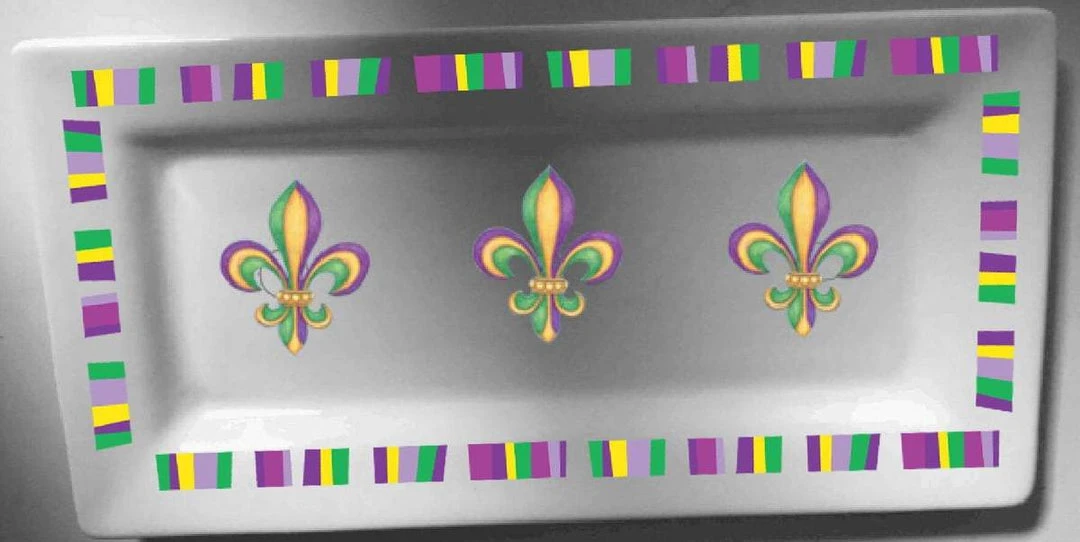 Plush Appeal, LLC Tableware 13" X 6 3/4" Fleur De Lis Rectangular Platter (Each) 3 Plush Appeal, LLC Tableware 13" X 6 3/4" Fleur De Lis Rectangular Platter (Each)